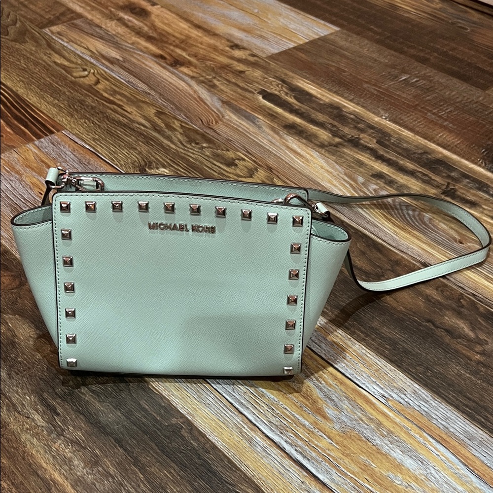 Michael Kors Light Green Crossbody Bag with Studs